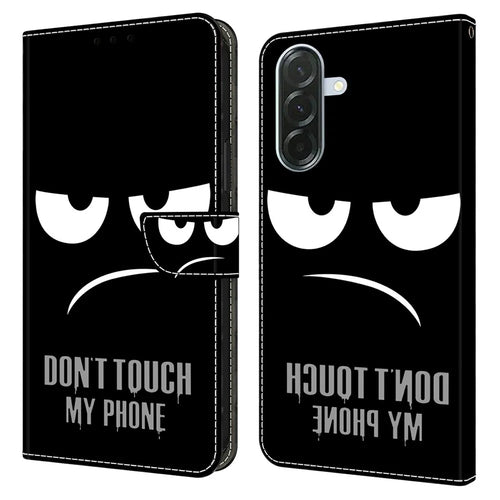 Phone Case For Samsung Galaxy A57 5G Magnetic Clasp 3D Pattern Leather Wallet Cover - Don't Touch My Phone - 1