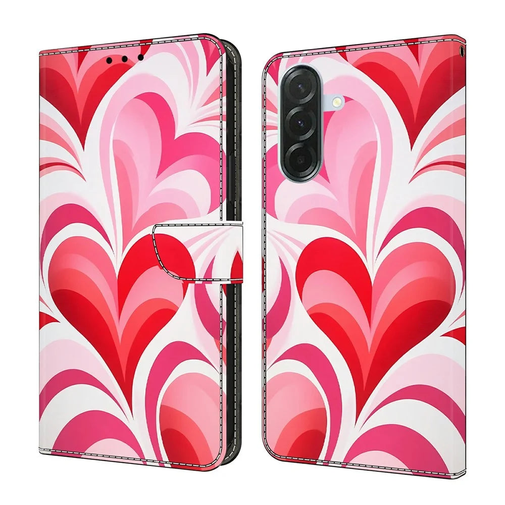 For Samsung Galaxy A57 5G Case Wallet Stand Pattern Printing PU Leather Flip Phone Cover - Love - 1
