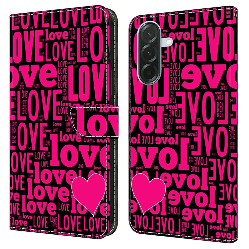 For Samsung Galaxy A37 5G Wallet Case Pattern Printing PU Leather Flip Stand Phone Cover - LOVE - 1