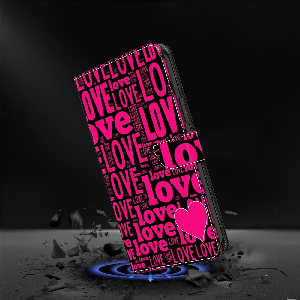 For Samsung Galaxy A37 5G Wallet Case Pattern Printing PU Leather Flip Stand Phone Cover - LOVE - 4