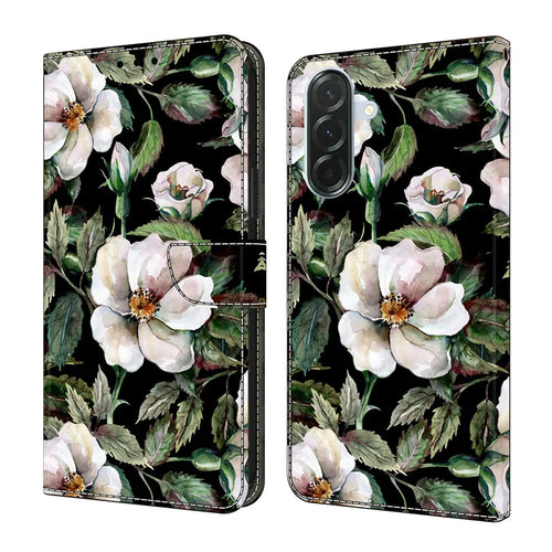 For Samsung Galaxy A37 5G Case Foldable Stand Wallet Pattern Printing PU Leather Flip Phone Cover - Large Flower - 1