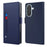 For Samsung Galaxy A57 5G Case Stand PU Leather Phone Cover Card Holder Mirror - Blue - 1