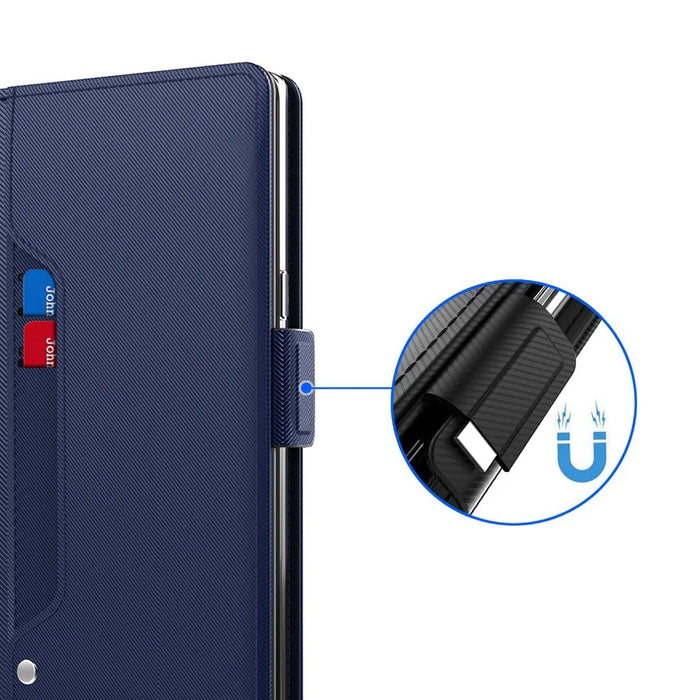For Samsung Galaxy A57 5G Case Stand PU Leather Phone Cover Card Holder Mirror - Blue - 6