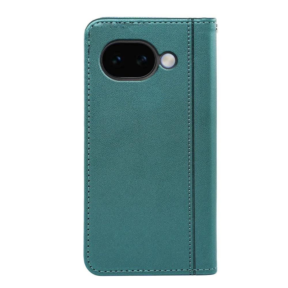 For Google Pixel 10a Wallet Case Magnetic Closing PU Leather Phone Cover with Wrist Strap - Green - 6