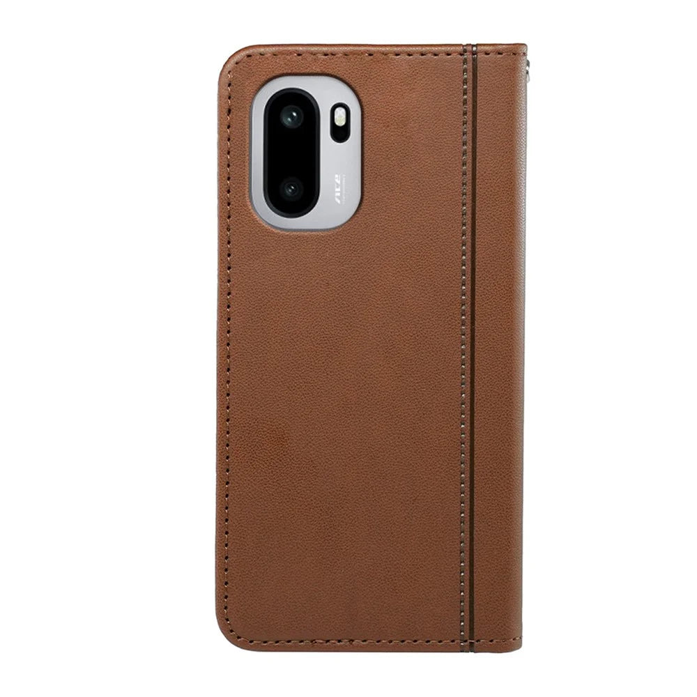 For OnePlus 15R 5G / Ace 6T 5G / Ace 6 5G Wallet Case Magnetic Closing PU Leather Phone Cover with Wrist Strap - Brown - 6