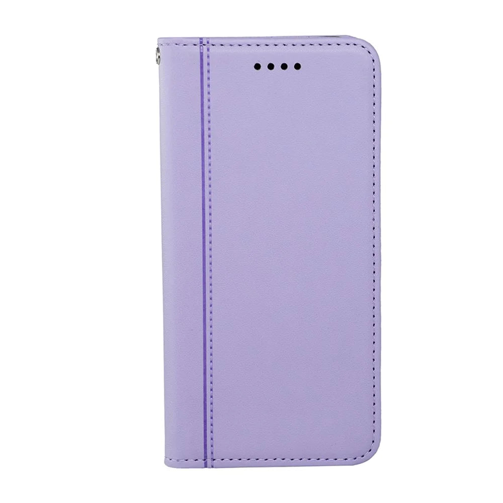 For ZTE Blade A76 4G Wallet Case Magnetic Closing PU Leather Phone Cover with Wrist Strap - Purple - 5
