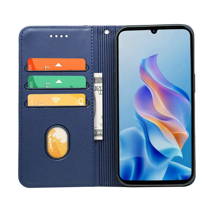 For ZTE Blade A76 5G Wallet Case Magnetic Closing PU Leather Phone Cover with Wrist Strap - Blue - 2