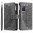 For Samsung Galaxy S20 FE 4G  /  5G  /  S20 FE 2022  /  S20 Lite Zipper Pocket Phone Case, Anti-fall Mandala Flower Imprinted PU Leather Stand Cover Multiple Card Slots Wallet - Grey - 1