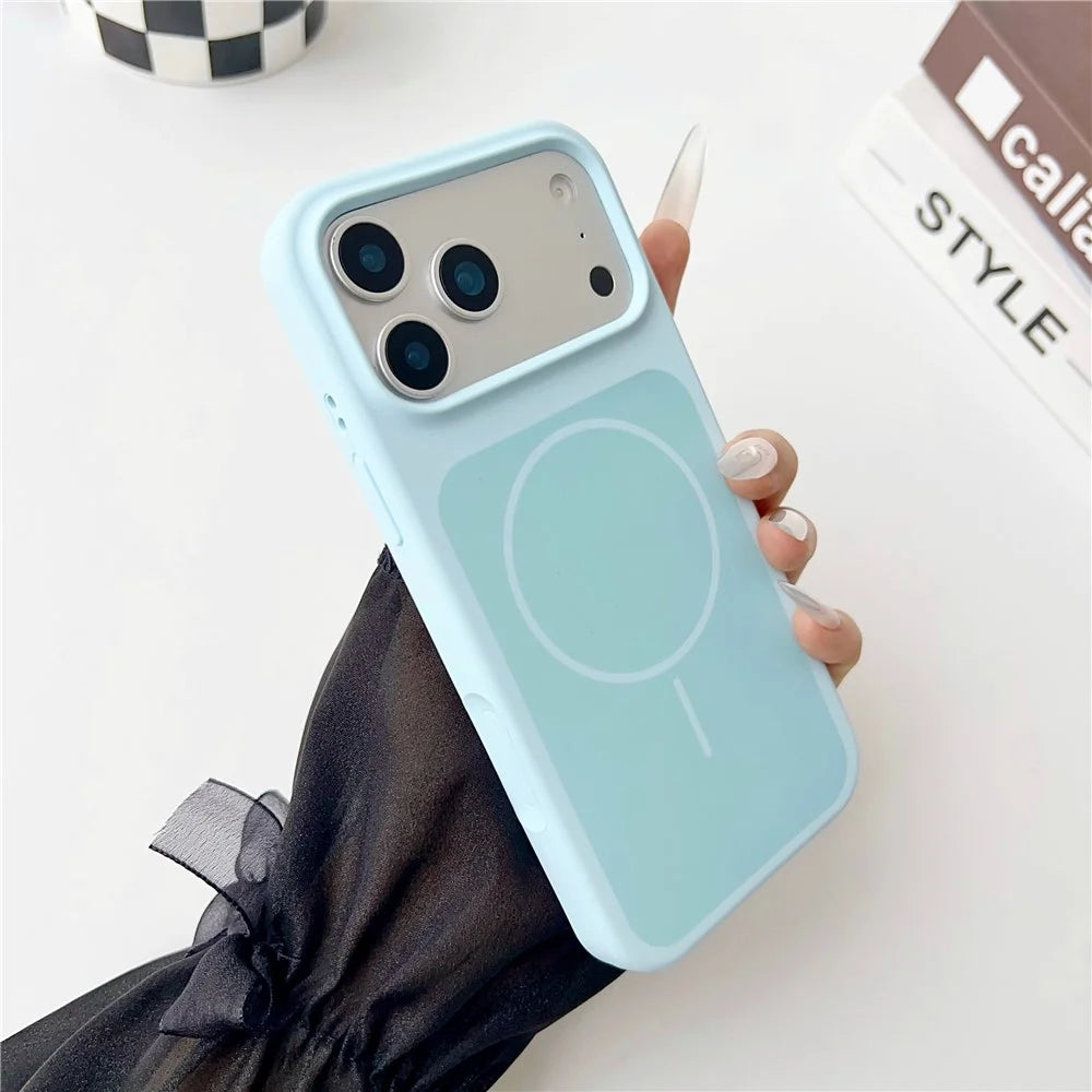 For iPhone 17 Pro Max Magnetic Case Compatible with MagSafe Shockproof Silicone Phone Back Cover - Blue - 2