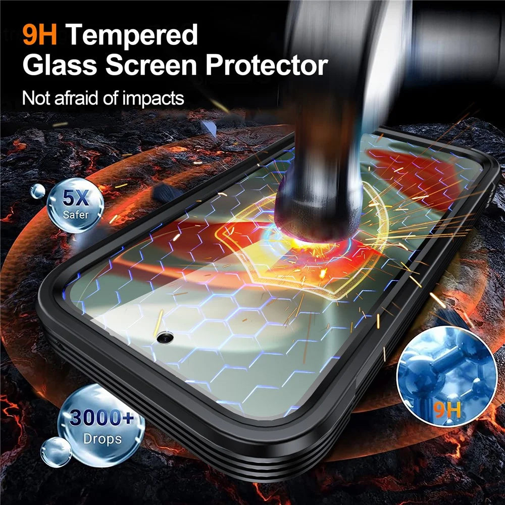 For Google Pixel 10a Magnetic Case PC + TPU Phone Cover with Tempered Glass Screen Film - Black - 2