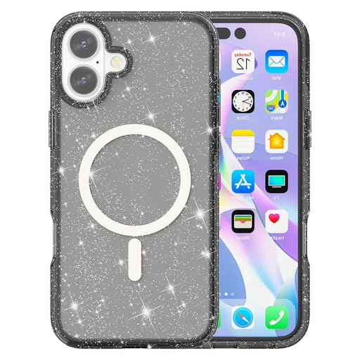 AMORUS For iPhone 17 Magnetic Case Compatible with MagSafe Glitter Powder PC + TPU Phone Cover - Black - 1