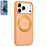 For iPhone 17 Pro Magnetic Case  Compatible with MagSafe  360° Rotatable TPU PC Phone Cover with Tempered Glass Film - Titanium Orange - 1