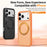 For iPhone 17 Pro Magnetic Case  Compatible with MagSafe  360° Rotatable TPU PC Phone Cover with Tempered Glass Film - Titanium Orange - 2