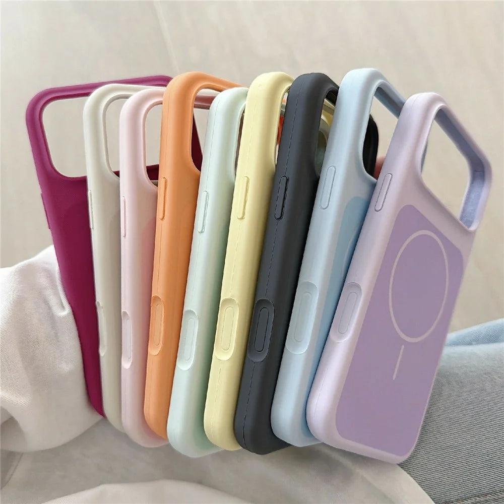 For iPhone 17 Pro Max Magnetic Case Liquid Silicone Shockproof Phone Cover with Tempered Glass Compatible with MagSafe - Orange - 5