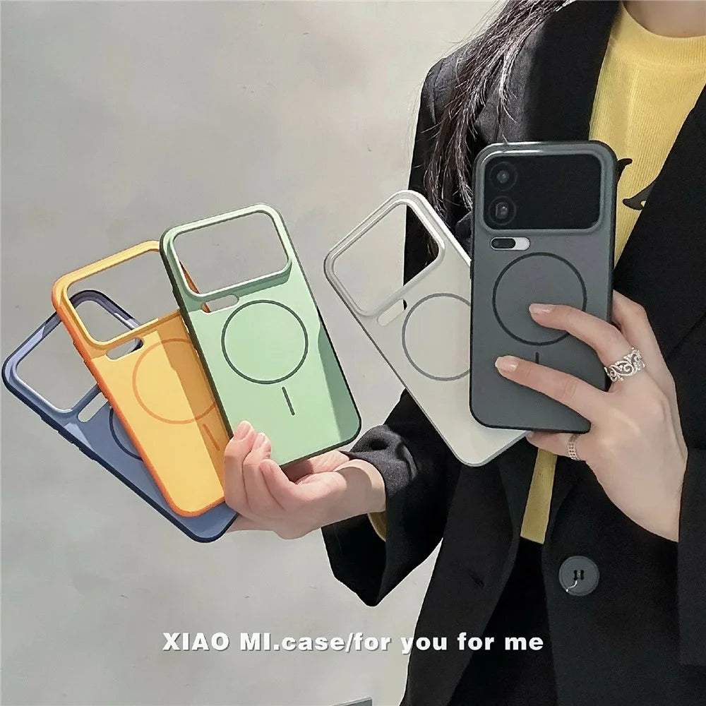 For Xiaomi 17 Pro Magnetic Case Skin-touch TPU + PC Shockproof Phone Cover with Tempered Glass  - Matcha Green - 4