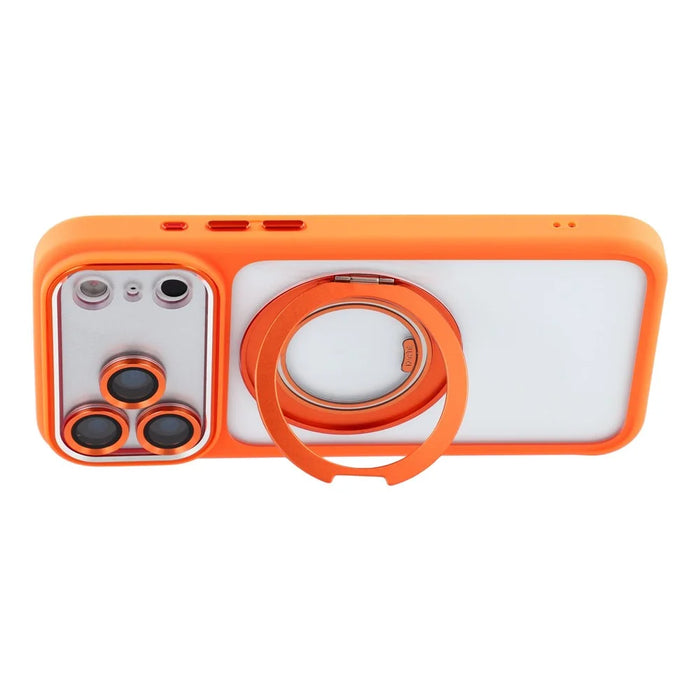KIGC For iPhone 17 Pro Max Rotating Kickstand Case TPU PC Anti Drop Phone Cover with Lens Protector - Orange - 5