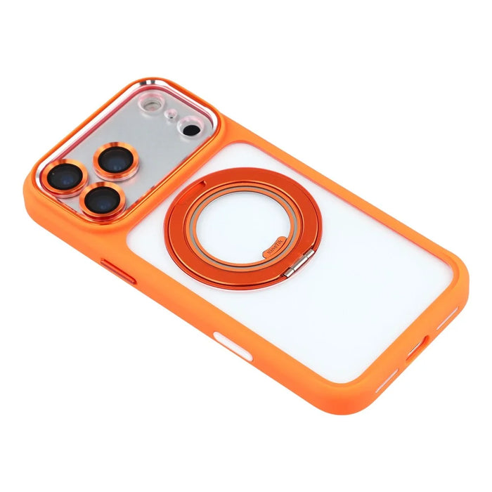 KIGC For iPhone 17 Pro Max Rotating Kickstand Case TPU PC Anti Drop Phone Cover with Lens Protector - Orange - 6
