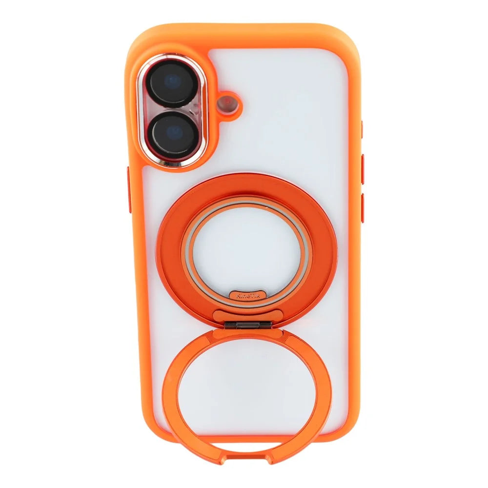 KIGC For iPhone 17 Rotating Kickstand Case TPU PC Anti Drop Phone Cover with Lens Protector - Orange - 4