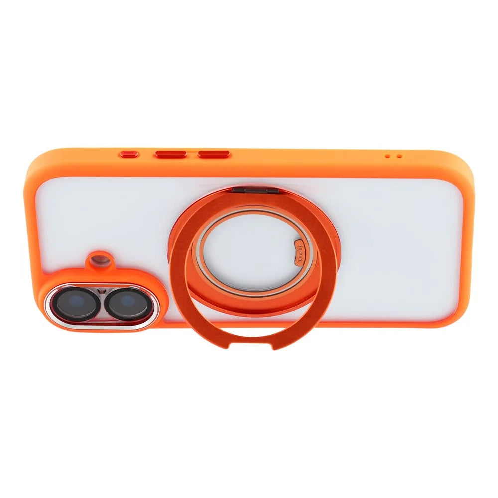 KIGC For iPhone 17 Rotating Kickstand Case TPU PC Anti Drop Phone Cover with Lens Protector - Orange - 5