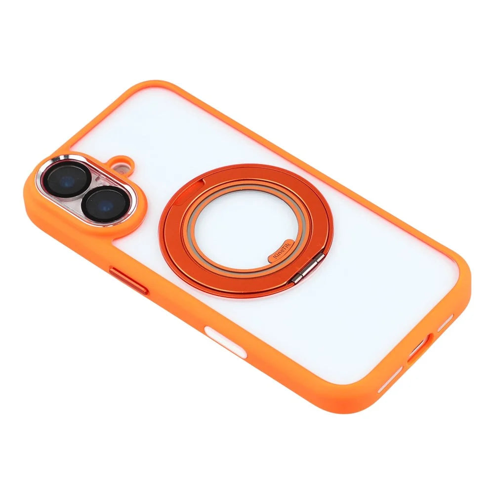 KIGC For iPhone 17 Rotating Kickstand Case TPU PC Anti Drop Phone Cover with Lens Protector - Orange - 6