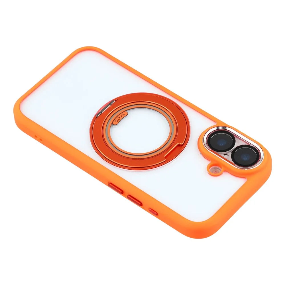 KIGC For iPhone 17 Rotating Kickstand Case TPU PC Anti Drop Phone Cover with Lens Protector - Orange - 7