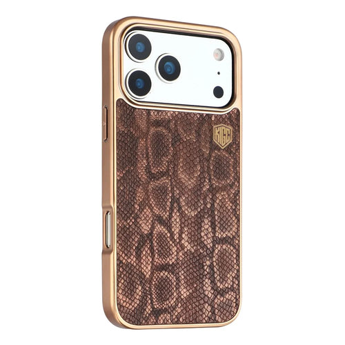 KIGC For iPhone 17 Pro Max Case Compatible with MagSafe Hybrid Phone Back Cover Snake Texture - Titanium Gold - 1