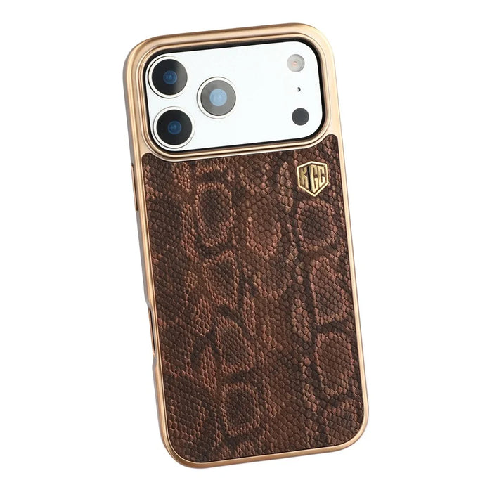 KIGC For iPhone 17 Pro Max Case Compatible with MagSafe Hybrid Phone Back Cover Snake Texture - Titanium Gold - 4