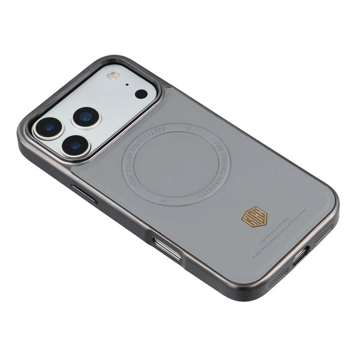 KIGC For iPhone 17 Pro Case Compatible with MagSafe PC + TPU + PU Electroplating Phone Cover - Grey - 5