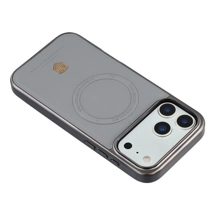 KIGC For iPhone 17 Pro Case Compatible with MagSafe PC + TPU + PU Electroplating Phone Cover - Grey - 6