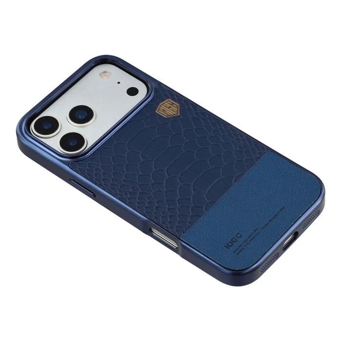 KIGC For iPhone 17 Pro Case Compatible with MagSafe Hybrid Phone Cover Crocodile Texture - Blue - 5
