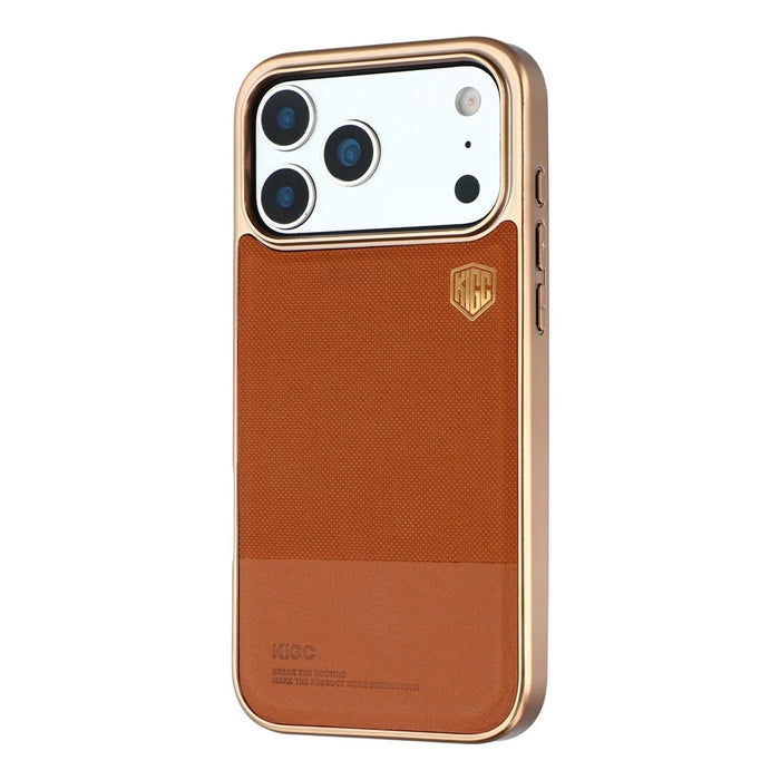 KIGC For iPhone 17 Pro Case PC + TPU + PU Electroplating Phone Cover - Titanium Gold - 3