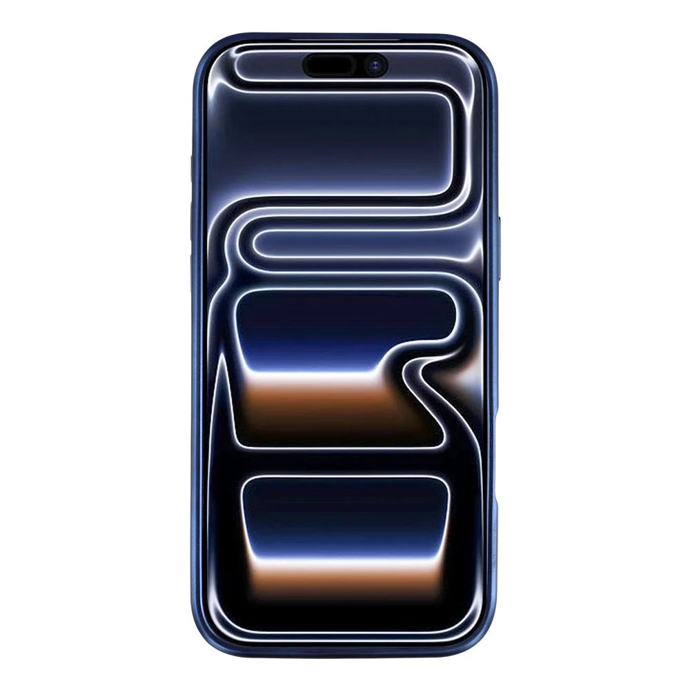 KIGC For iPhone 17 Pro Max Case Leather + PC + TPU Electroplating Phone Cover with Card Holder - Blue - 2