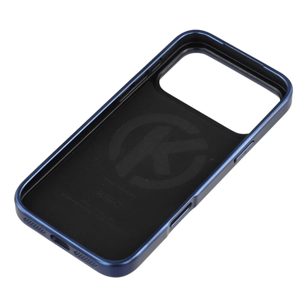 KIGC For iPhone 17 Pro Max Case Leather + PC + TPU Electroplating Phone Cover with Card Holder - Blue - 6