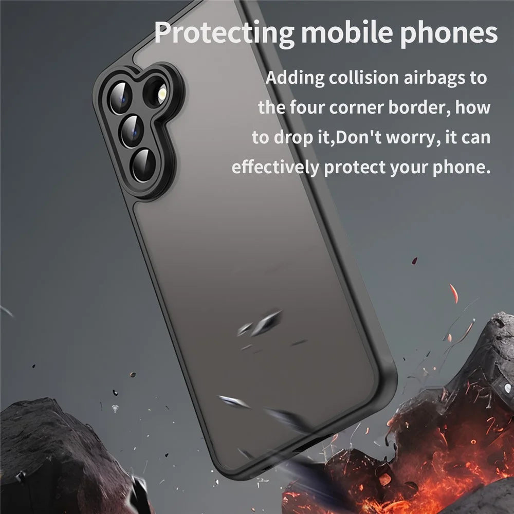 For Samsung Galaxy A57 5G Case Drop Proof Airbags Frosted Translucent PC + TPU Phone Back Cover - Black - 3