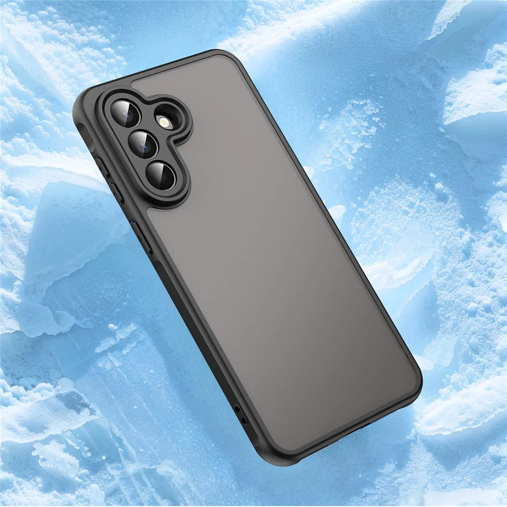 For Samsung Galaxy A57 5G Case Drop Proof Airbags Frosted Translucent PC + TPU Phone Back Cover - Black - 6