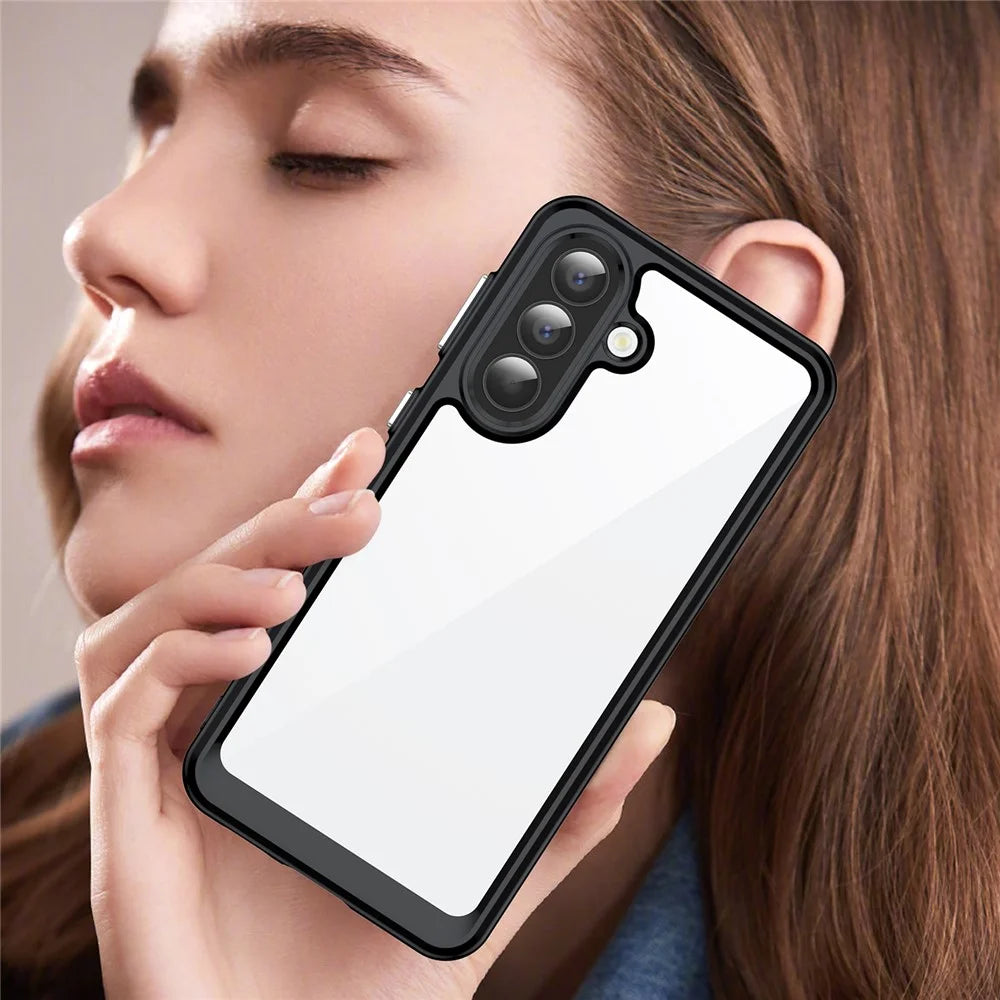 For Samsung Galaxy A57 5G Case TPU + Acrylic Protective Clear Phone Cover - Black - 7