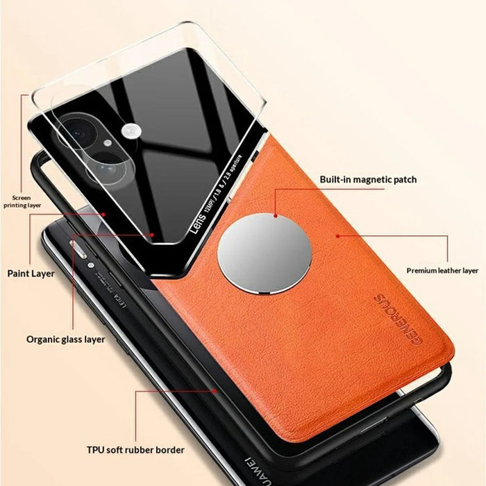 For iPhone 17 Case Precise Cutout Leather Coated PC + TPU Phone Back Cover Built-in Metal Sheet - Green - 4