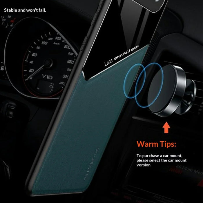For iPhone Air Case Precise Cutout Leather Coated PC + TPU Phone Back Cover Built-in Metal Sheet - Green - 2