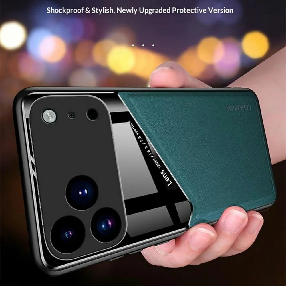 For iPhone 17 Pro Max Precise Cutout Leather Coated PC + TPU Phone Back Cover Built-in Metal Sheet - Green - 6