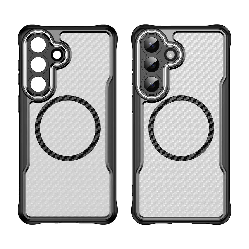 For Samsung Galaxy S26+ Case Magnetic Case Hybrid Phone Cover Carbon Fiber - Black - 2
