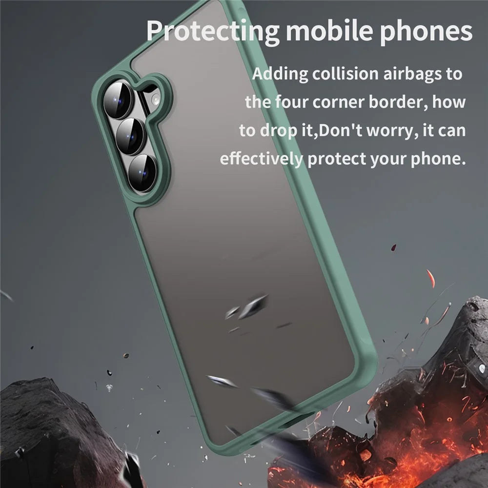 For Samsung Galaxy S26+ Case Drop Proof Airbags Frosted Translucent PC + TPU Phone Back Cover - Green - 3