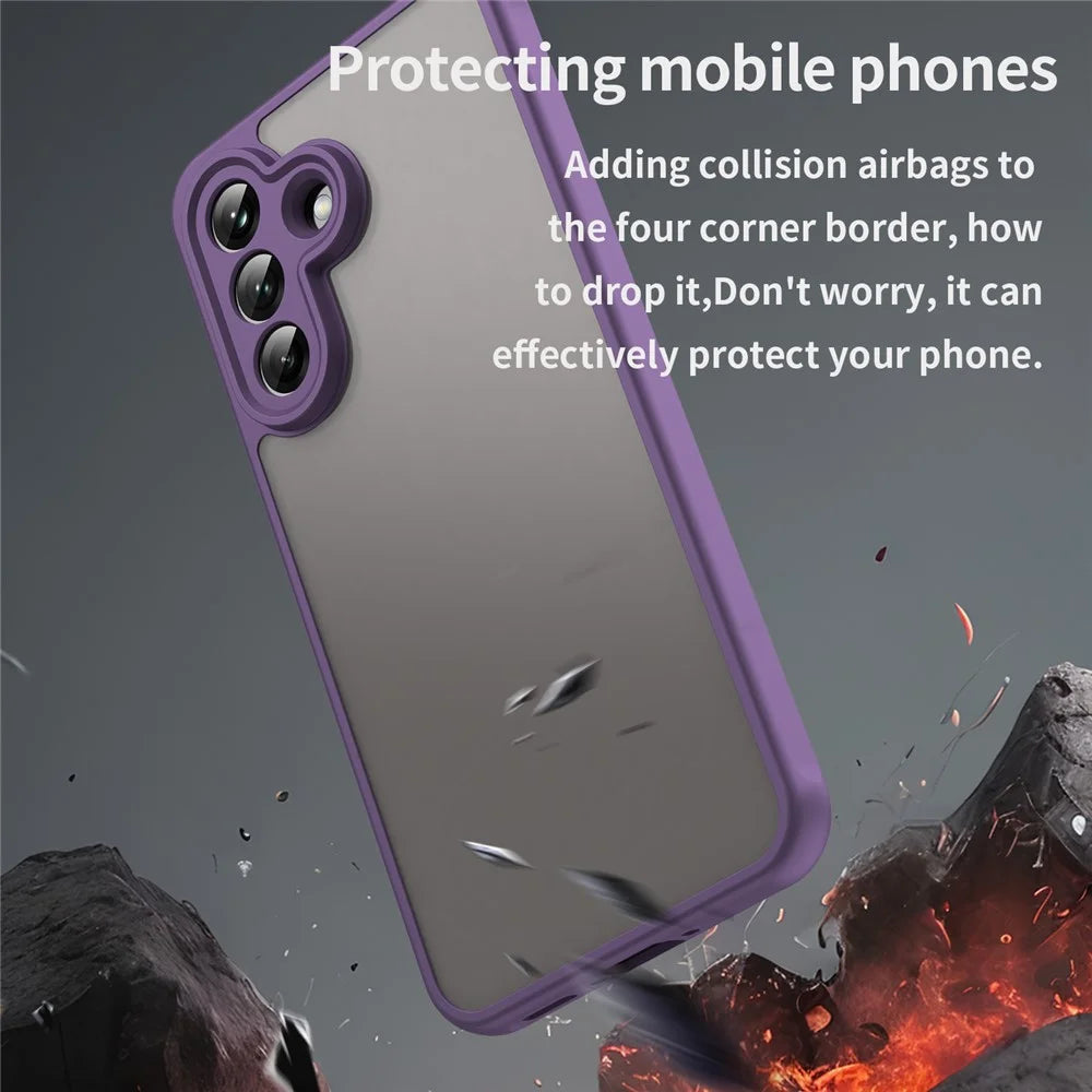For Samsung Galaxy A37 5G Case Drop Proof Airbags Frosted Translucent PC + TPU Phone Back Cover - Purple - 3