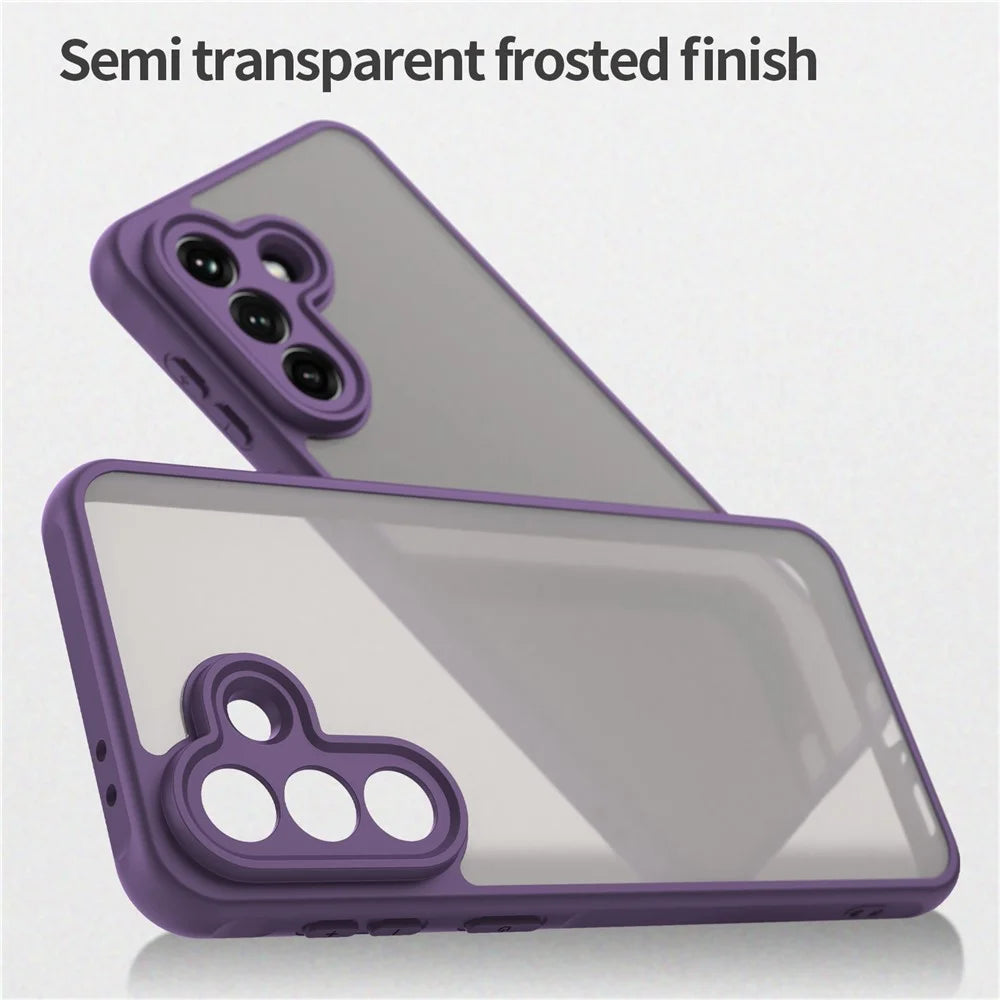 For Samsung Galaxy A37 5G Case Drop Proof Airbags Frosted Translucent PC + TPU Phone Back Cover - Purple - 4