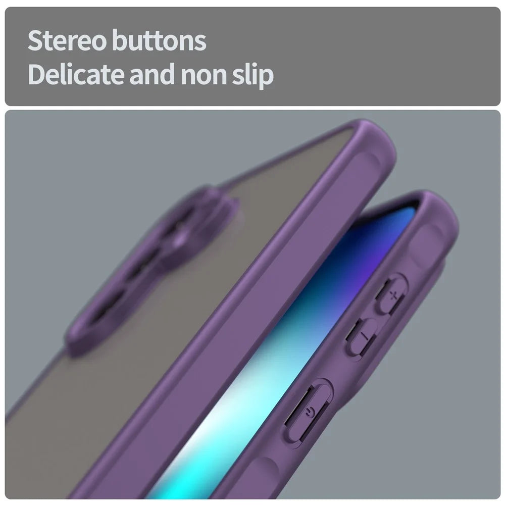 For Samsung Galaxy A37 5G Case Drop Proof Airbags Frosted Translucent PC + TPU Phone Back Cover - Purple - 5