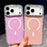 For iPhone 18 Pro / 17 Pro Compatible with MagSafe Rhinestone Edge Glitter Back TPU + PC IMD Phone Cover - Glitter Transparent - 5