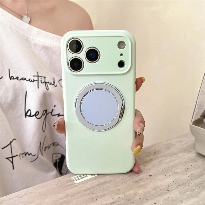 For iPhone 17 Pro Max Case 360 Rotating Kickstand Precision Cutout Liquid Silicone Phone Cover - Light Cyan - 2