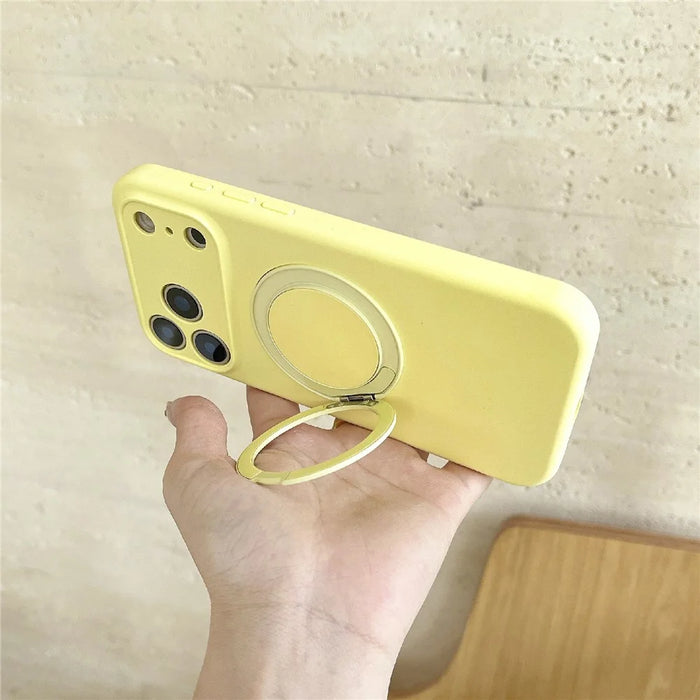 For iPhone 17 Pro Max Case 360 Rotating Kickstand Precision Cutout Liquid Silicone Phone Cover - Light Cyan - 3