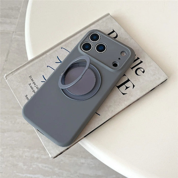 For iPhone 17 Pro Max Case 360 Rotating Kickstand Precision Cutout Liquid Silicone Phone Cover - Light Cyan - 4