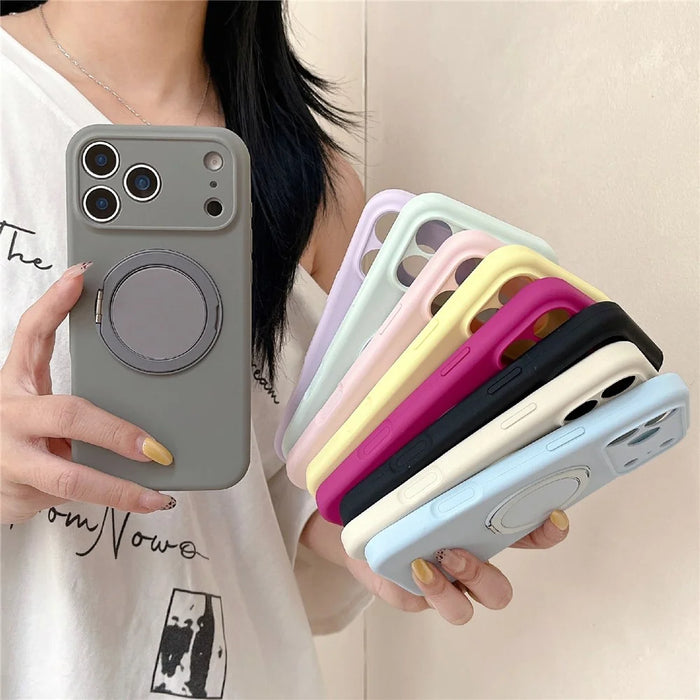 For iPhone 17 Pro Max Case 360 Rotating Kickstand Precision Cutout Liquid Silicone Phone Cover - Light Cyan - 5