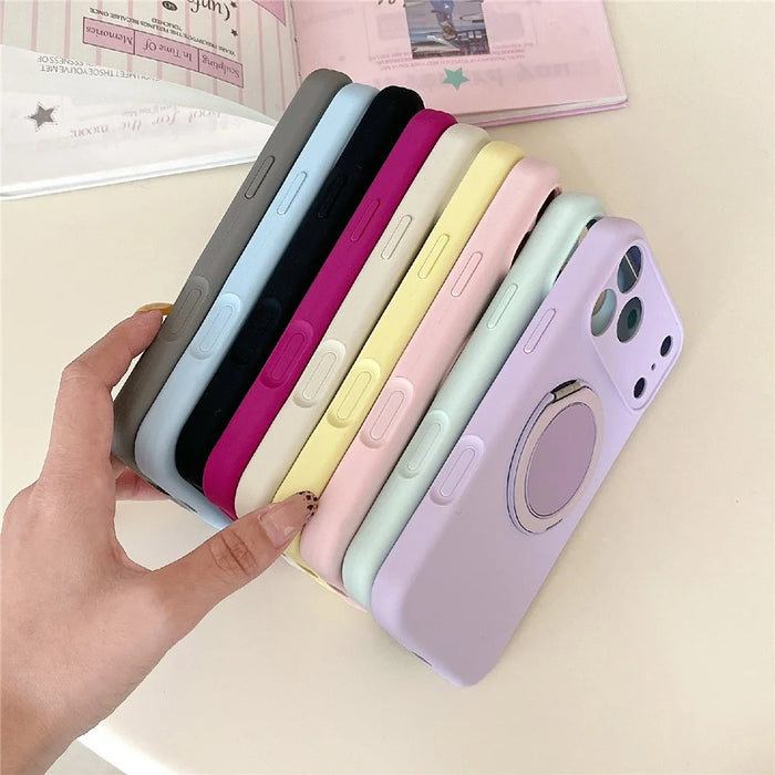 For iPhone 17 Pro Max Case 360 Rotating Kickstand Precision Cutout Liquid Silicone Phone Cover - Light Cyan - 6